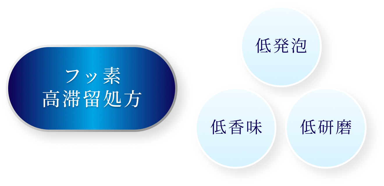 フッ素高滞留処方 低発泡・低香味・低研磨